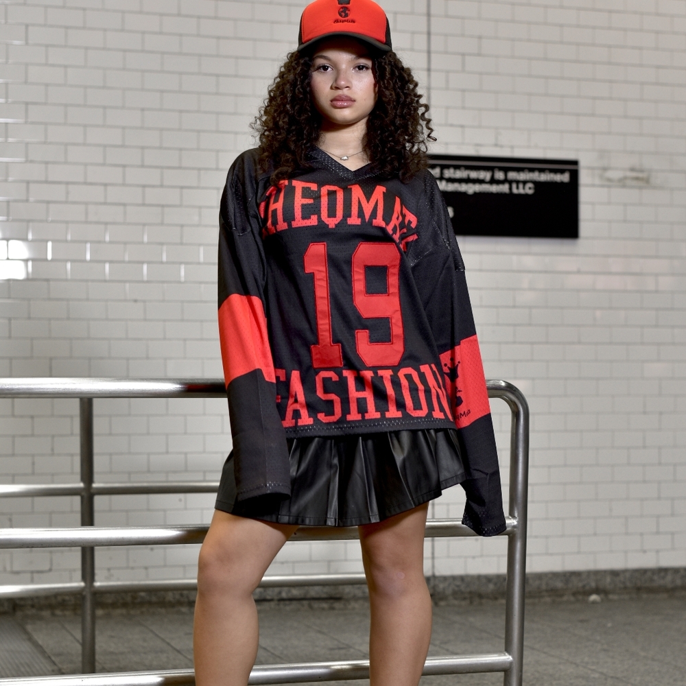 Black and Red Graphic Jersey